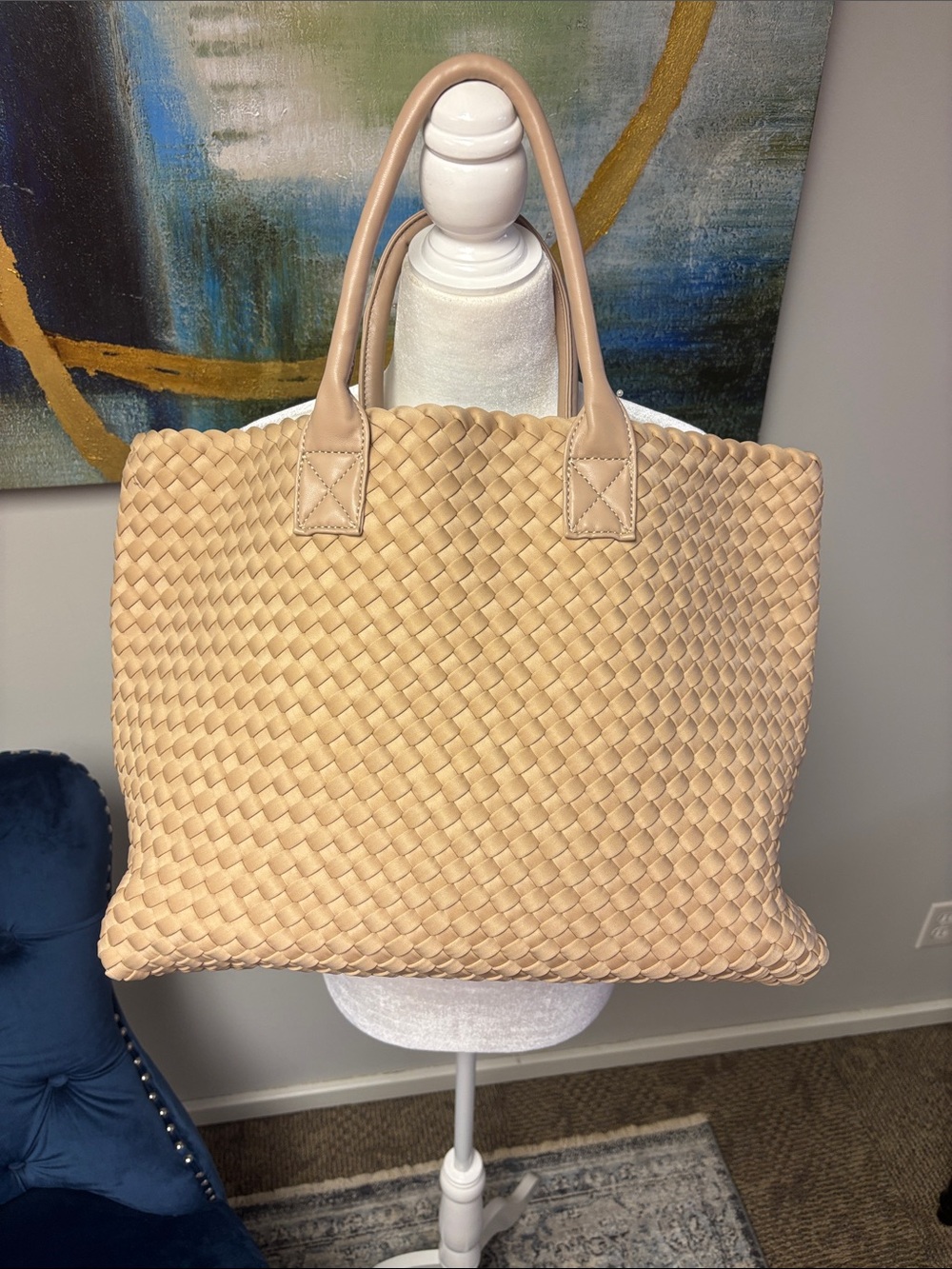 Woven Tote Bag in Beige - Elegant Everyday Carry. NWOT.